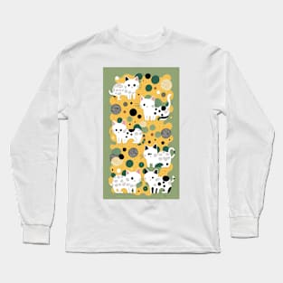 Polka Purradise: Feline Dot Delight Long Sleeve T-Shirt